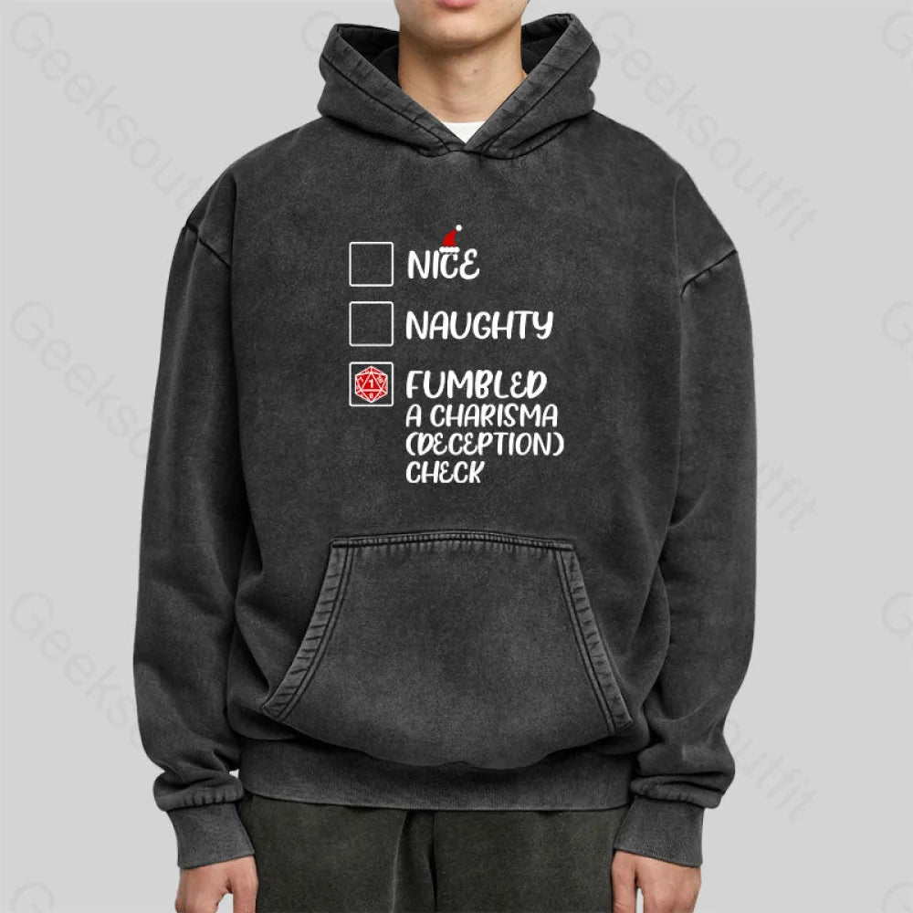 Funny Nice Naughty Dnd Christmas Washed Hoodie