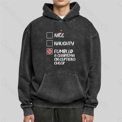 Funny Nice Naughty Dnd Christmas Washed Hoodie