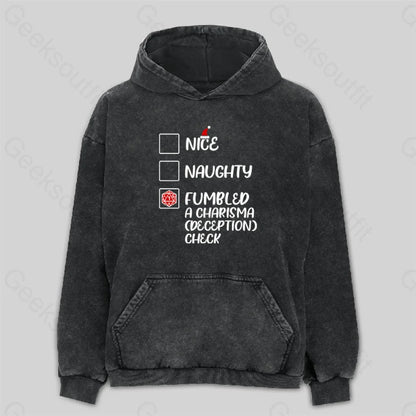 Funny Nice Naughty Dnd Christmas Washed Hoodie M