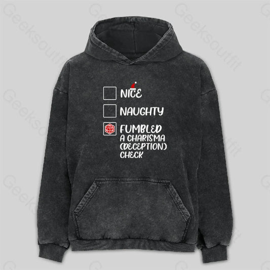 Funny Nice Naughty Dnd Christmas Washed Hoodie M