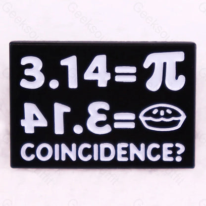 Funny Number Pie Coincidence Pins Black