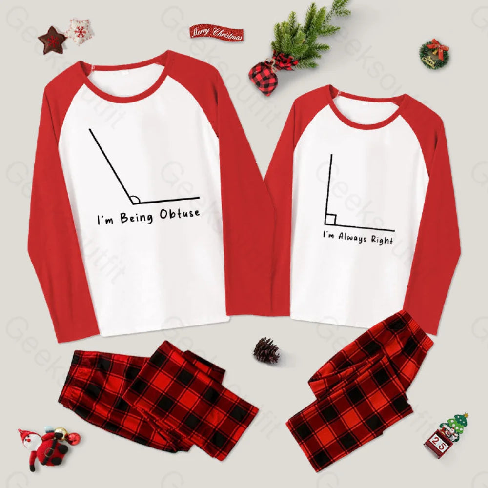 Funny Obtuse Right Couple Pajama Sets Red&Red / M For Men Yc