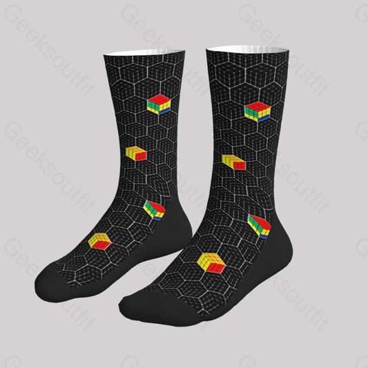 Funny Rubik’s Cube Honeycomb Men’s Socks Sks118