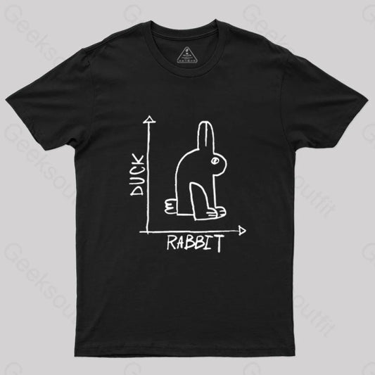 Funny Science Duck Rabbit Nerd T-Shirt Black / S