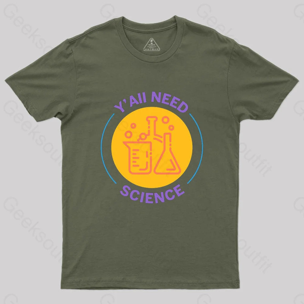 Funny Science T-Shirt Army Green / S