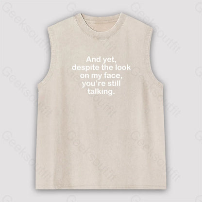 Funny Words Unisex Washed Tank Apricot / S