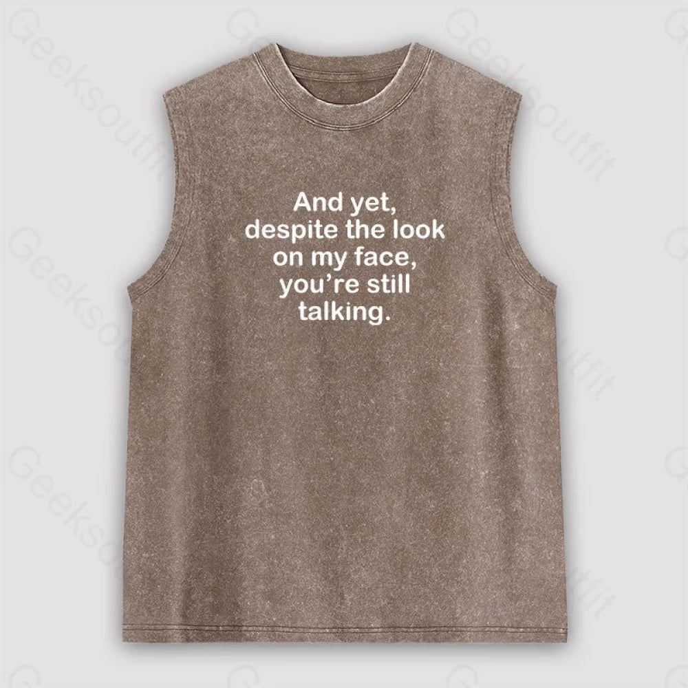 Funny Words Unisex Washed Tank Brown / S