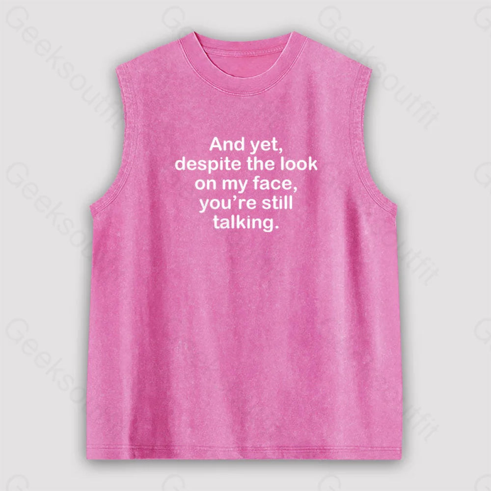 Funny Words Unisex Washed Tank Pink / S