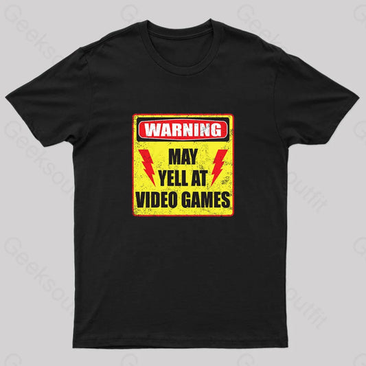 Gamer Warning Nerd T-Shirt Black / S