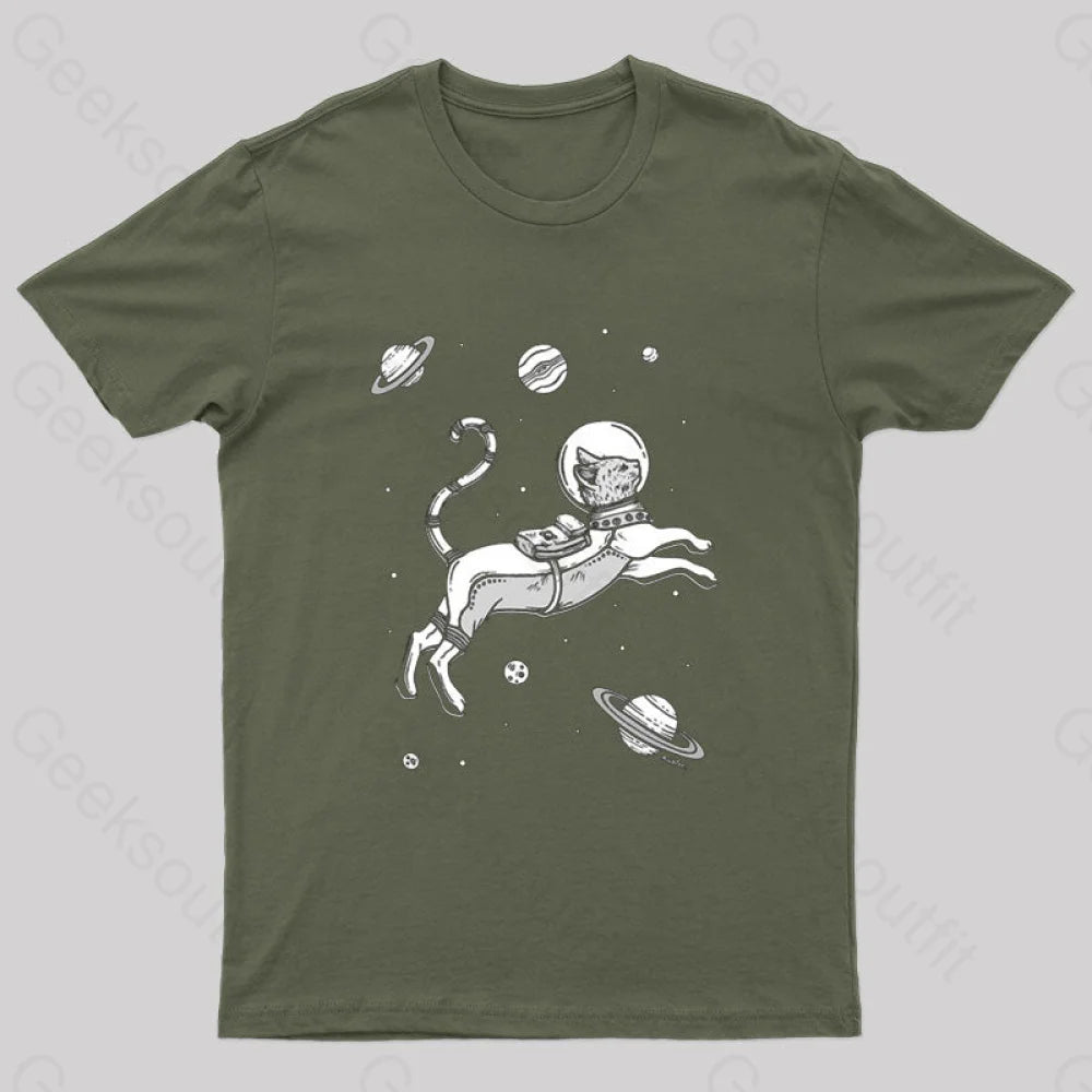 Gato Espacio T-Shirt Army Green / S