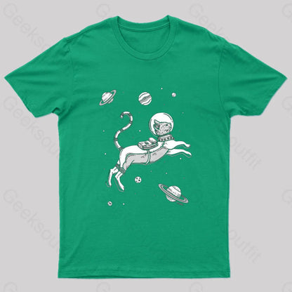 Gato Espacio T-Shirt Green / S