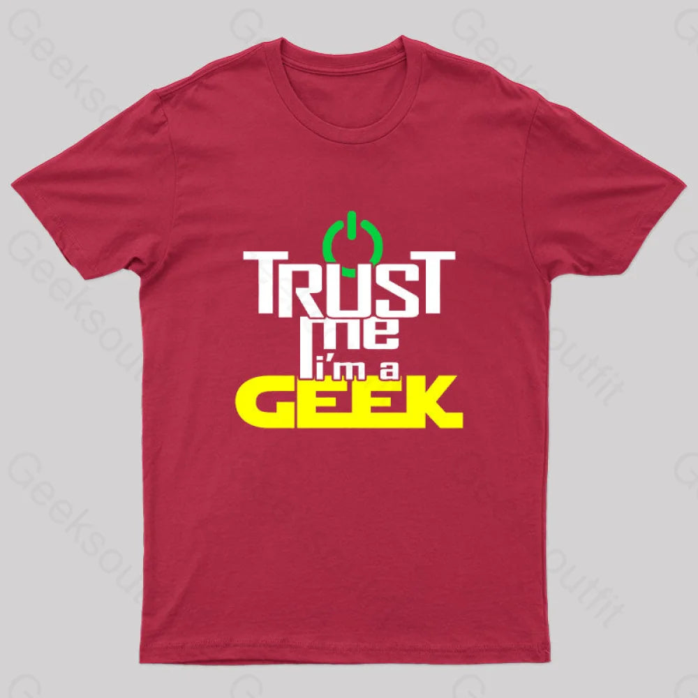 Geeky Geek Proud Slogan T-Shirt Red / S