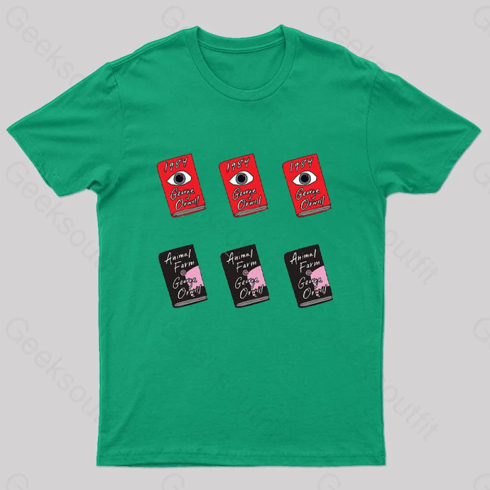 George Orwell Books Geek T-Shirt Green / S