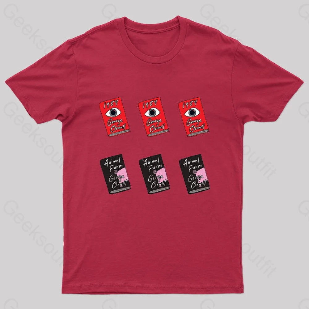 George Orwell Books Geek T-Shirt Red / S