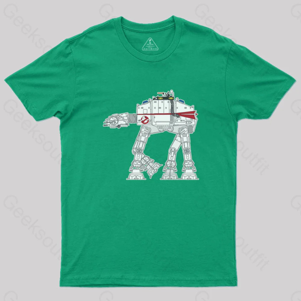 Ghost Busters Themed Imperial Walker T-Shirt Green / S