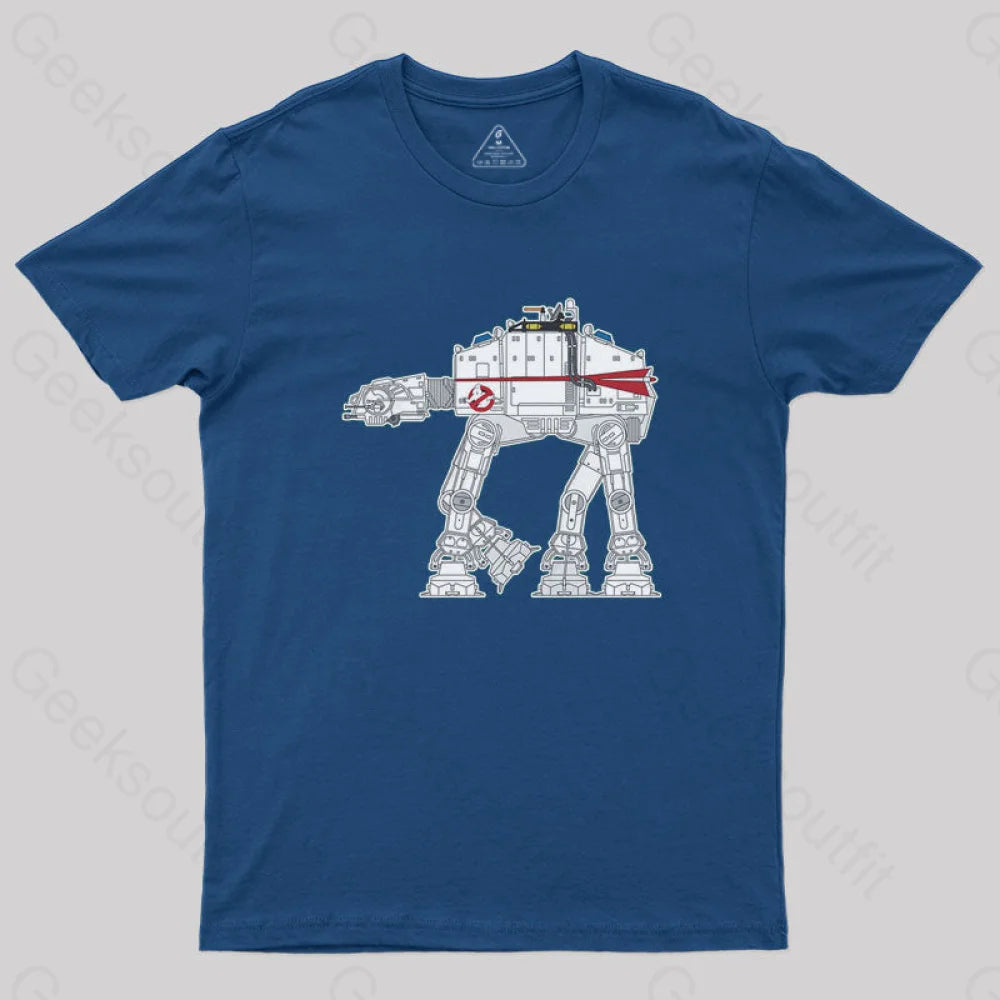 Ghost Busters Themed Imperial Walker T-Shirt Navy / S