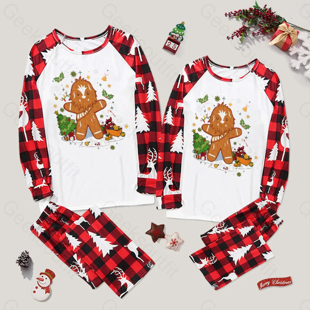 Gingerbread Chewbacca Family Christmas Pajama Sets Red&White Elk / M For Men Yc