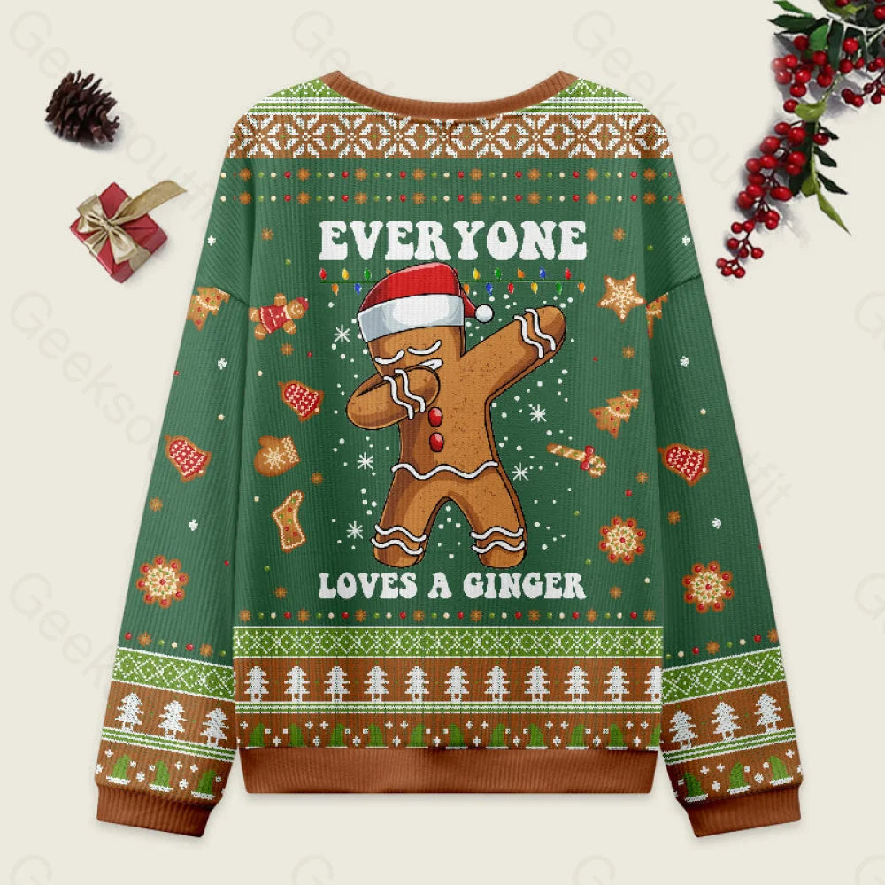 Gingerbread Dabbing Dance Christmas Green Ugly Sweater Men’s Style-S