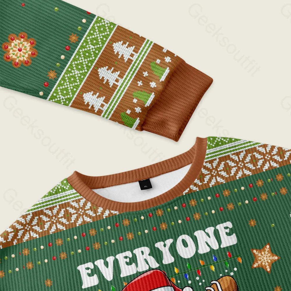 Gingerbread Dabbing Dance Christmas Green Ugly Sweater