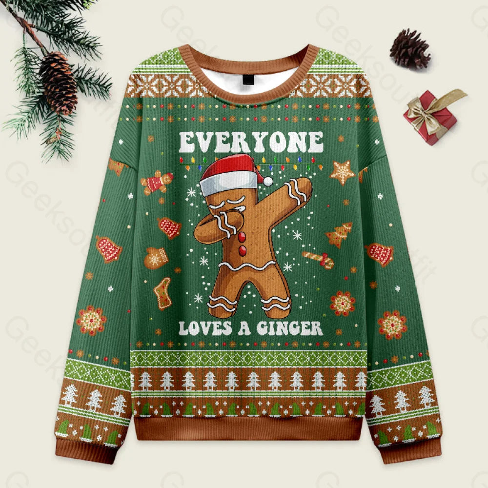 Gingerbread Dabbing Dance Christmas Green Ugly Sweater