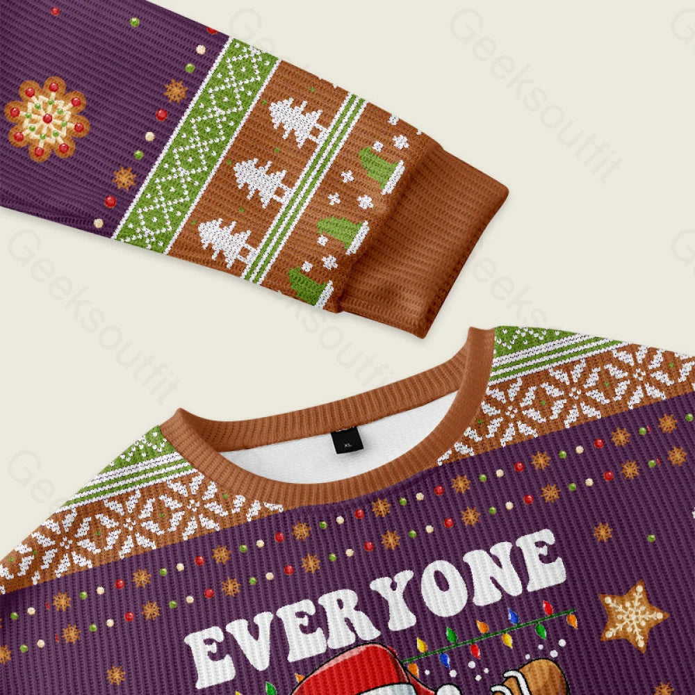 Gingerbread Dabbing Dance Christmas Purple Ugly Sweater