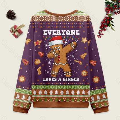 Gingerbread Dabbing Dance Christmas Purple Ugly Sweater Men’s Style-S