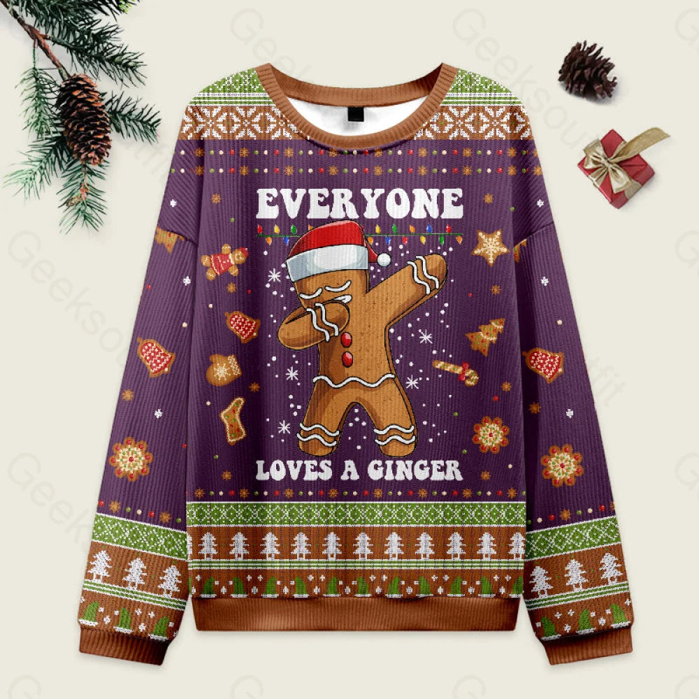 Gingerbread Dabbing Dance Christmas Purple Ugly Sweater