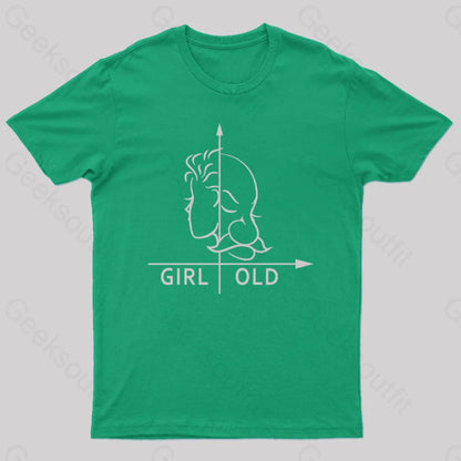 Girl Or Old Geek T-Shirt Green / S