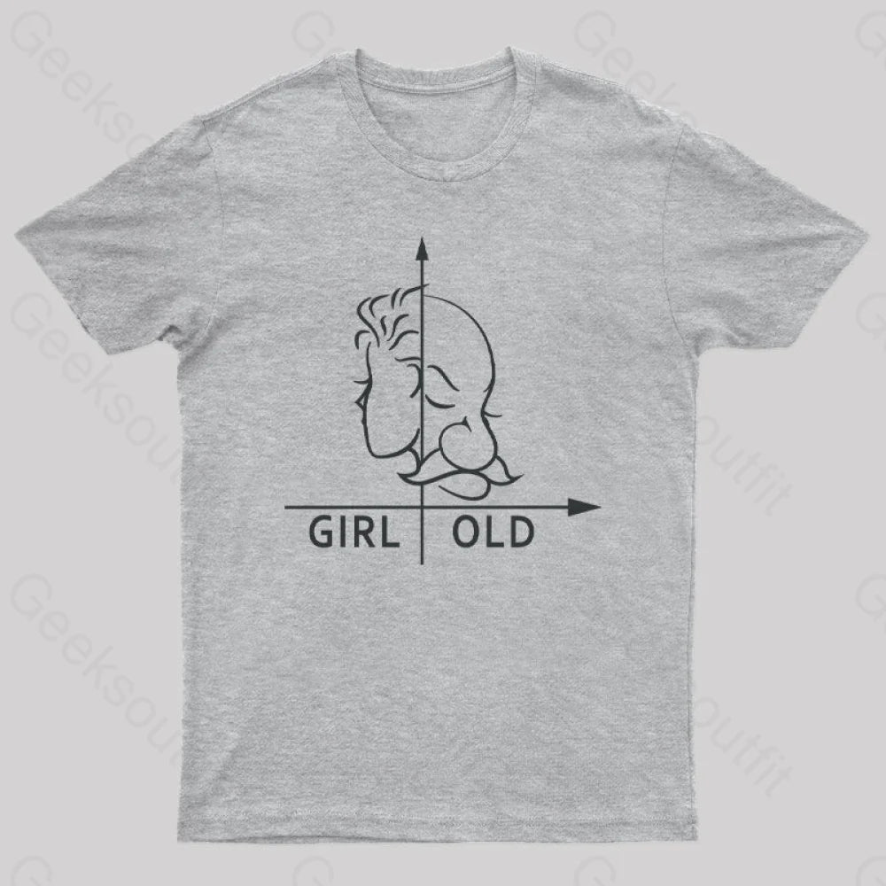 Girl Or Old Geek T-Shirt Grey / S