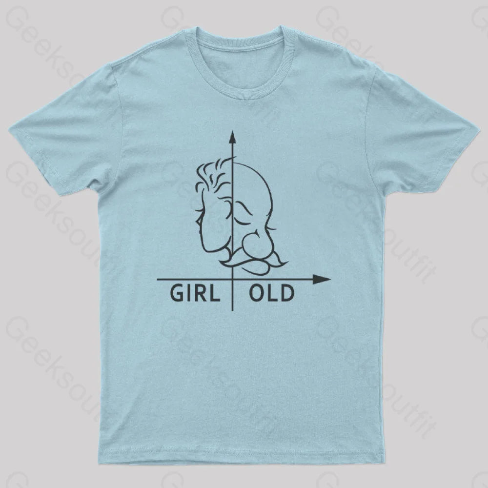 Girl Or Old Geek T-Shirt Light Blue / S