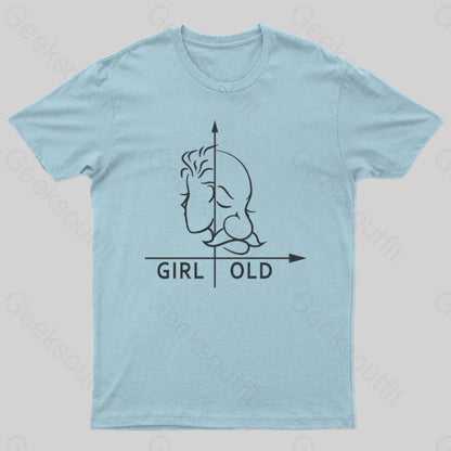 Girl Or Old Geek T-Shirt Light Blue / S