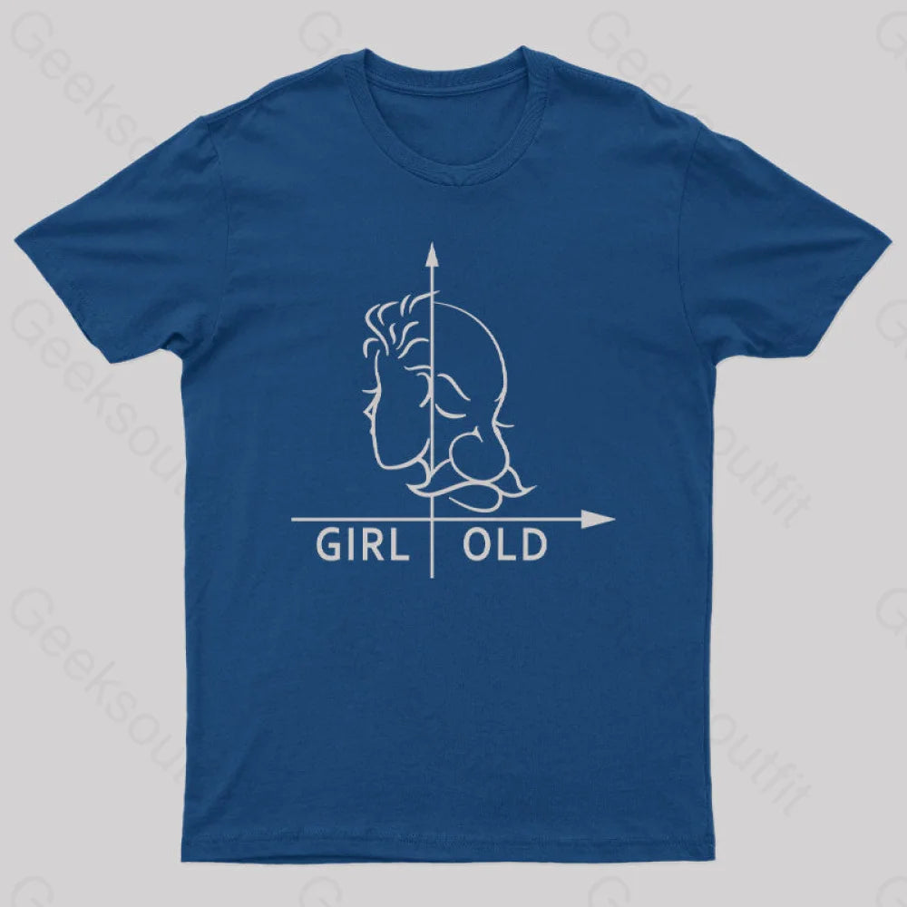 Girl Or Old Geek T-Shirt Navy / S