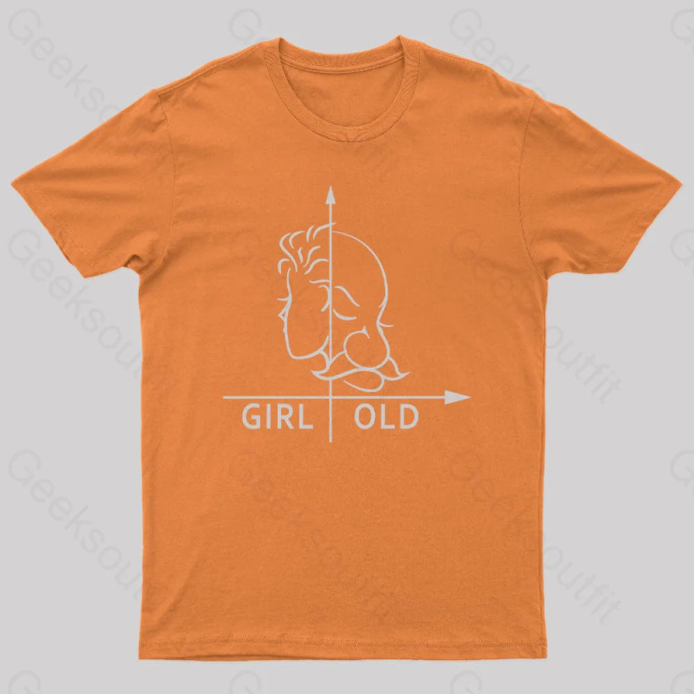 Girl Or Old Geek T-Shirt Orange / S