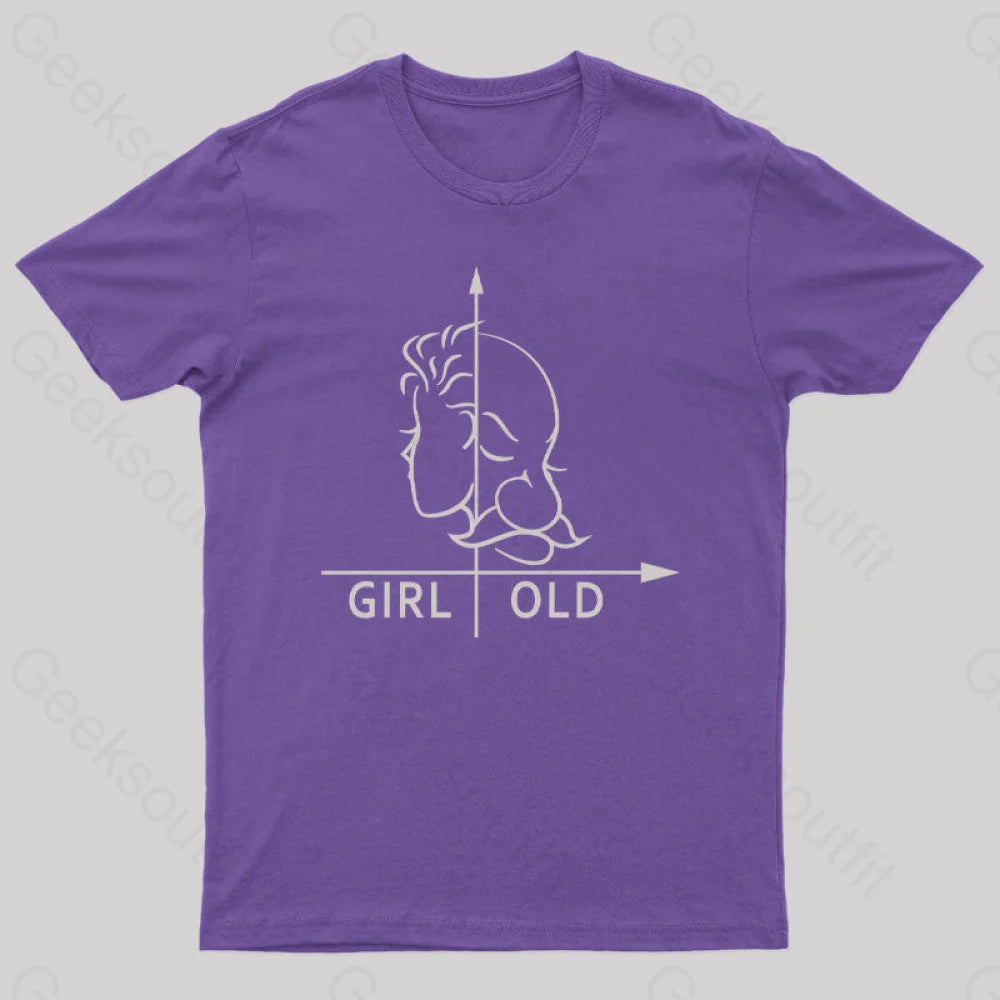 Girl Or Old Geek T-Shirt Purple / S