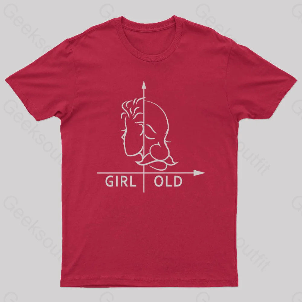 Girl Or Old Geek T-Shirt Red / S