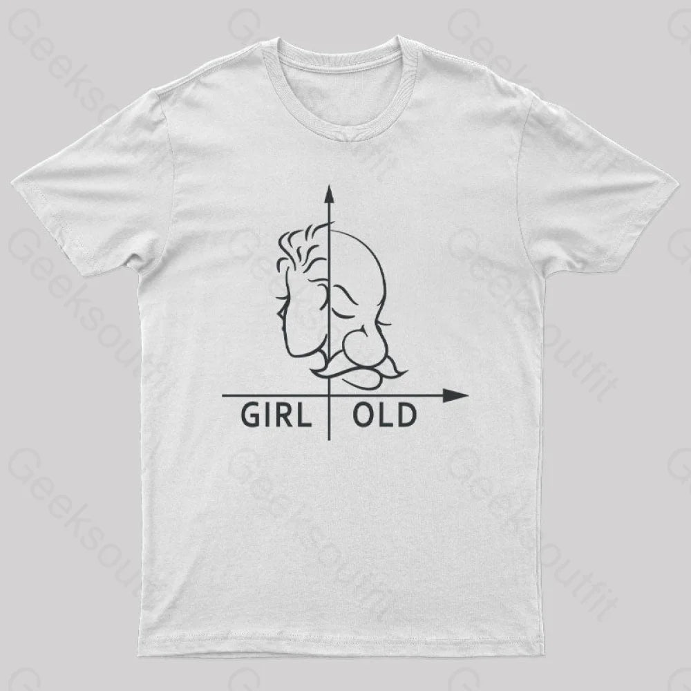 Girl Or Old Geek T-Shirt White / S