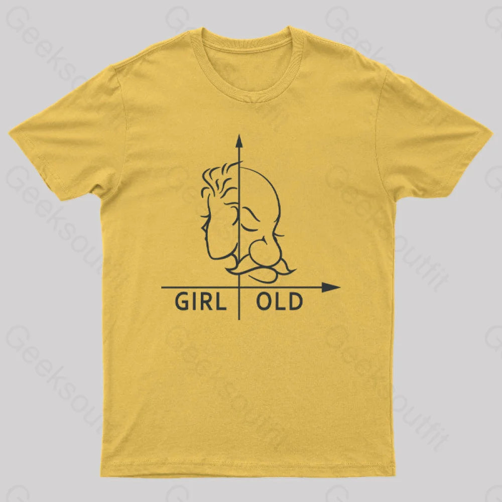 Girl Or Old Geek T-Shirt Yellow / S