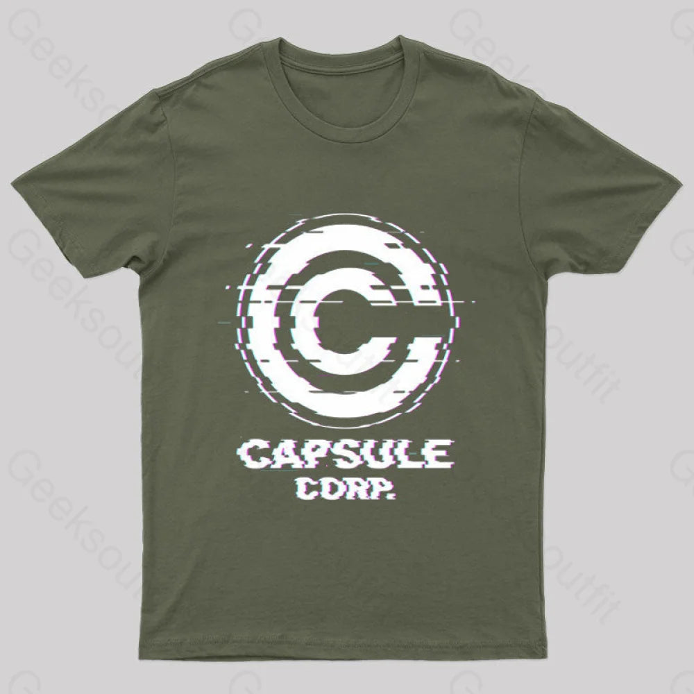 Glitch Capsule Corp Geek T-Shirt Army Green / S