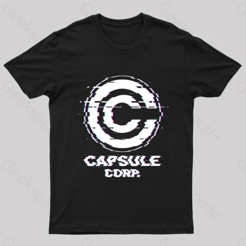 Glitch Capsule Corp Geek T-Shirt Black / S