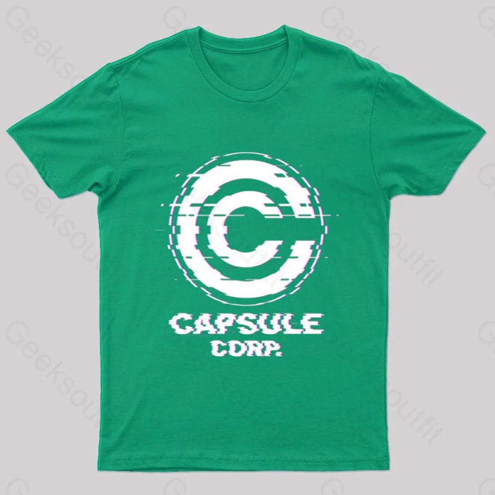 Glitch Capsule Corp Geek T-Shirt Green / S