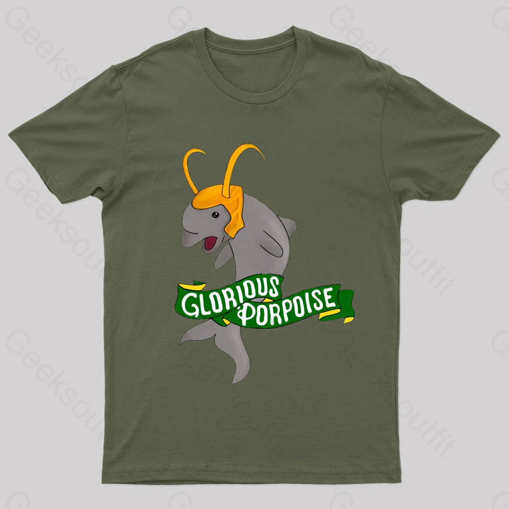 Glorious Porpoise Nerd T-Shirt Army Green / S