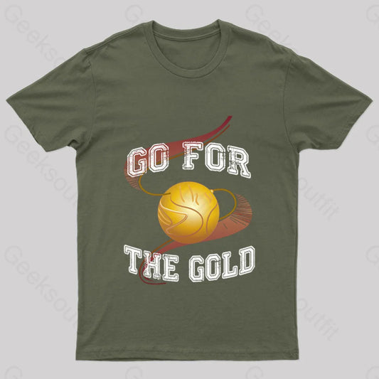 Go For The Gold Geek T-Shirt Army Green / S