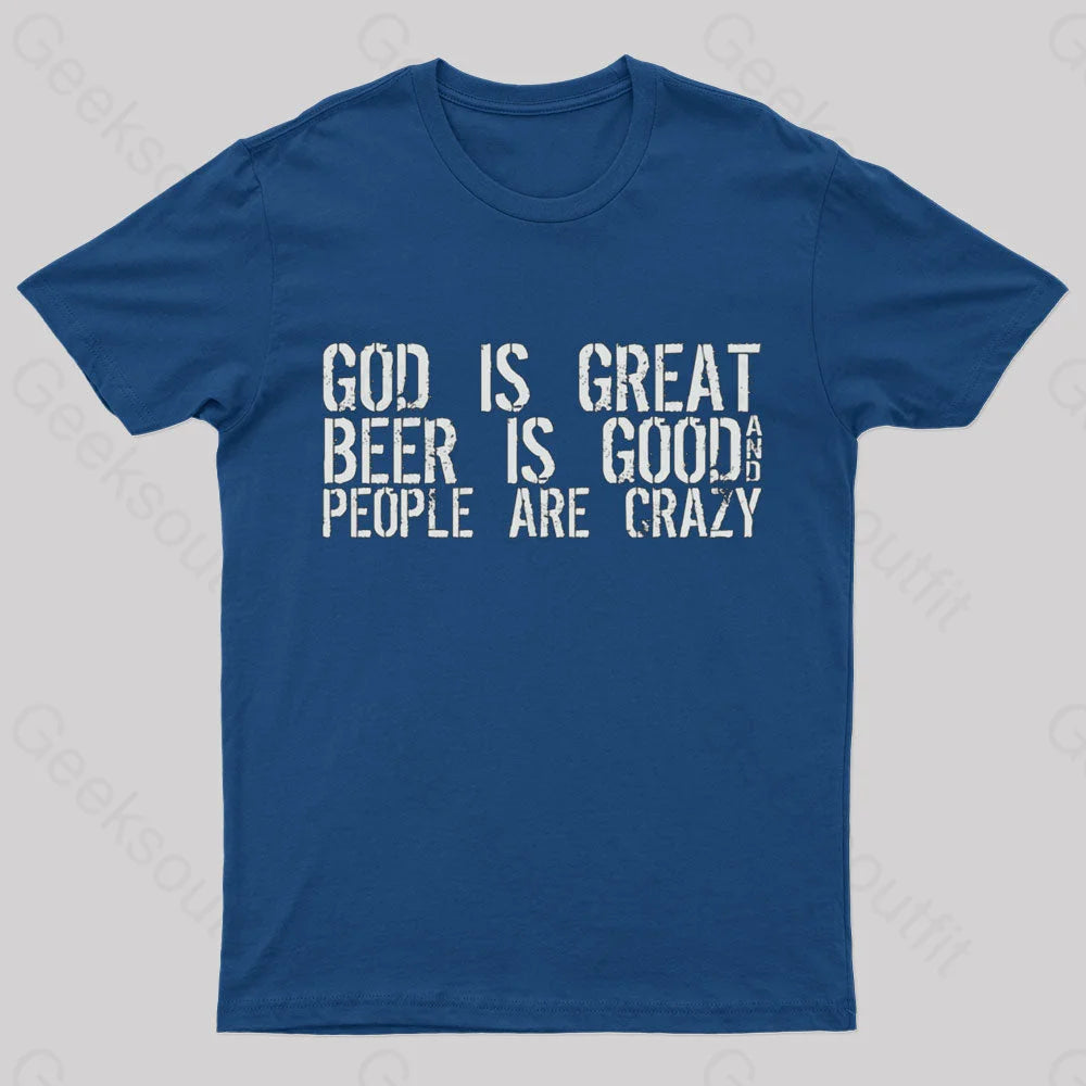 God Is Great Geek T-Shirt Navy / S