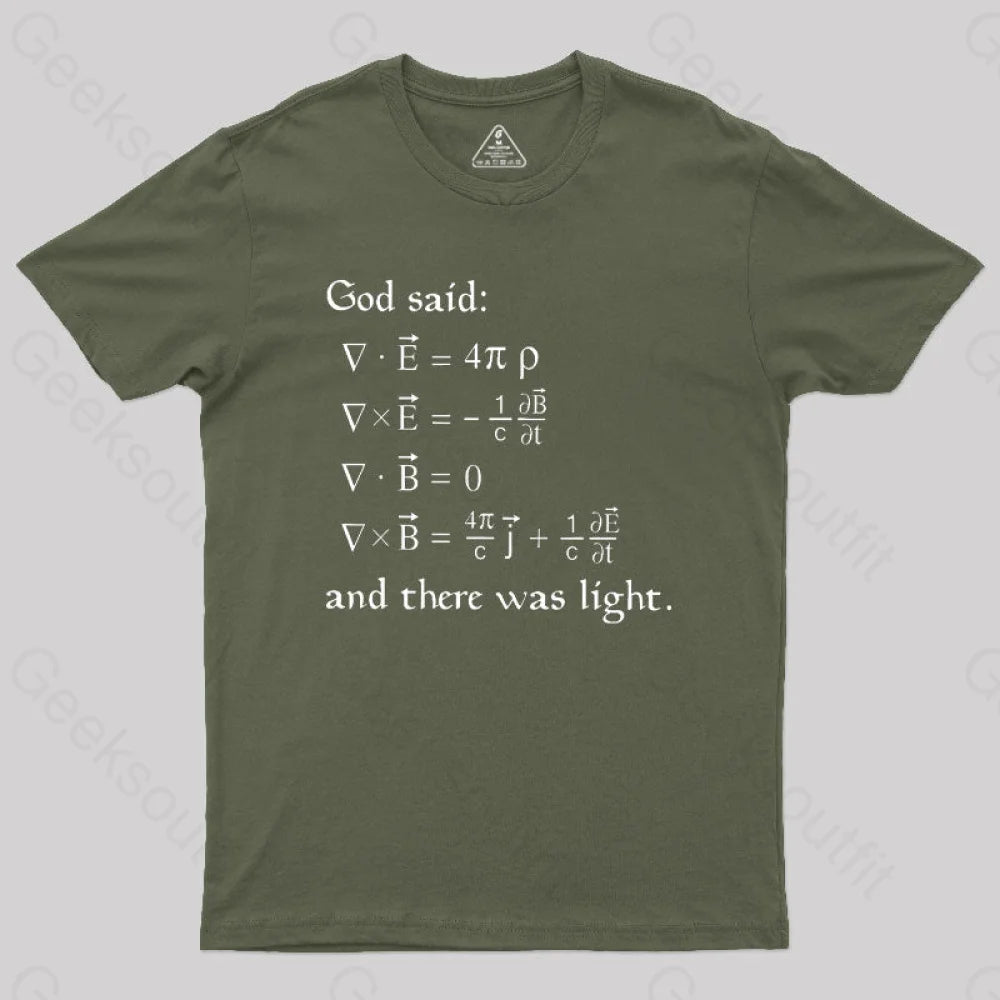 God Said Funny Math Geek T-Shirt Army Green / S