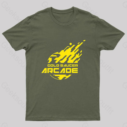 Gold Saucer Arcade Geek T-Shirt Army Green / S