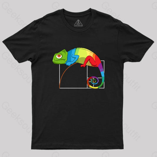 Golden Ratio Math Chameleon T-Shirt Black / S