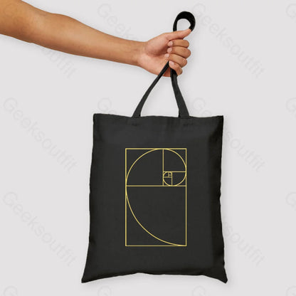 Golden Spiral Unisex Tote Bag Black