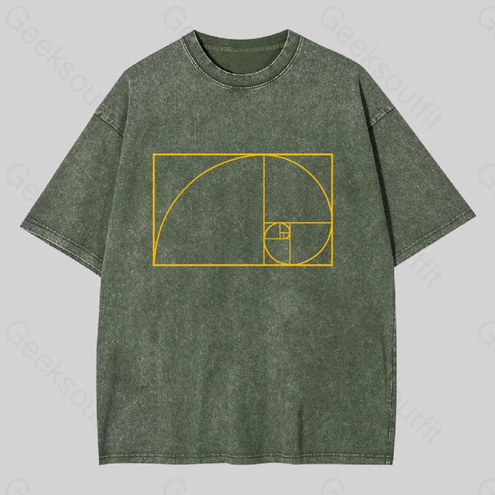 Golden Spiral Washed T-Shirt Army Green / S