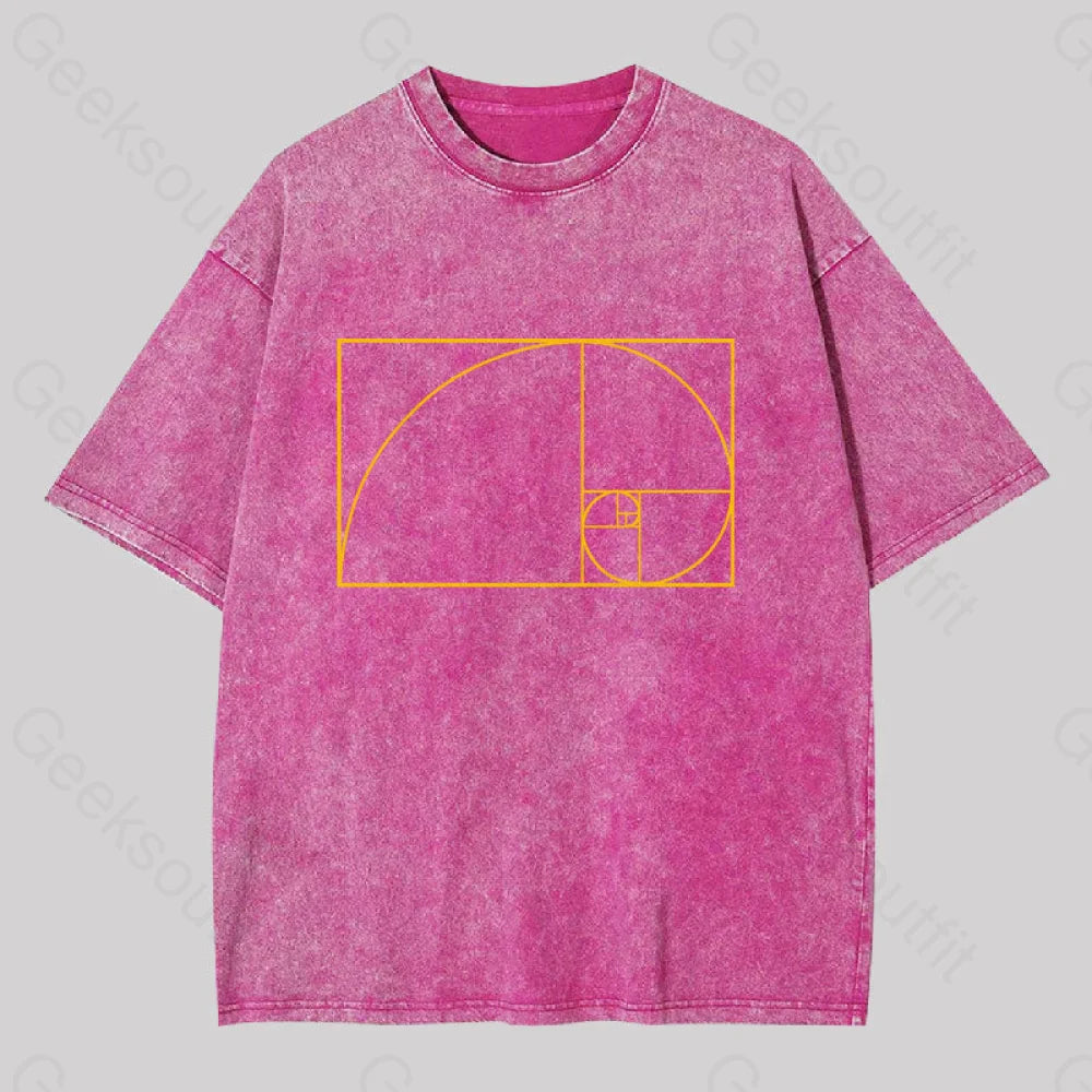 Golden Spiral Washed T-Shirt Rose Red / S