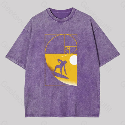 Golden Spiral Wave Geek Washed T-Shirt Purple / S